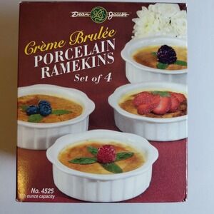 NIB Set of 4 Dean Jacobs Creme Brulee Porcelain Ramekins 5 1/2 oz New # 4525